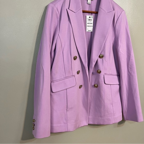 On 34 Th Womens Stretch Gold Button Lilac Purple Carrier Formal Blazer M NWT - Picture 5 of 13